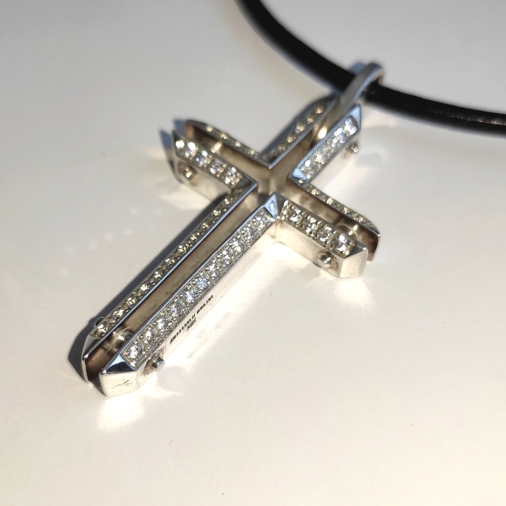 Huge Sterling Silver 3D Cross Pendant